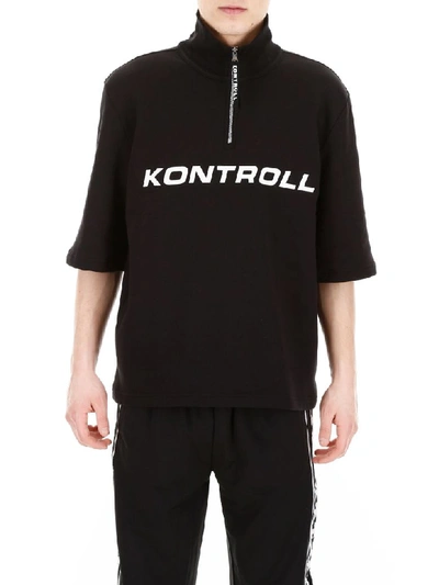 Shop Kappa Half-zip Sweatshirt In Black White (black)