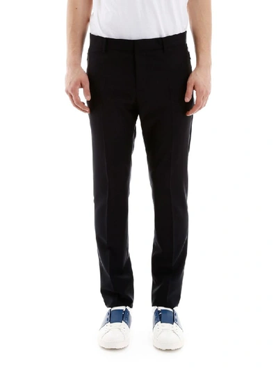 Shop Valentino Classic Trousers In Navy (blue)