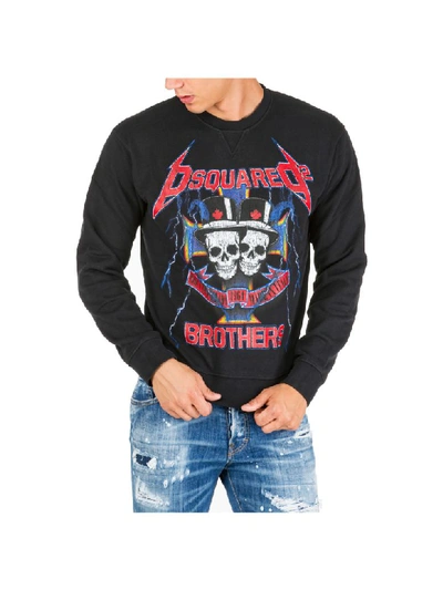 Shop Dsquared2 Skull Brothers Sweatshirt In Nero