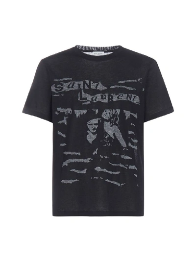 Shop Saint Laurent Col Rond Short Sleeve T-shirt In Noir Gris