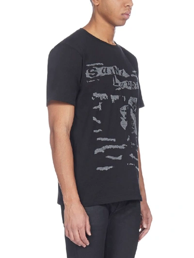 Shop Saint Laurent Col Rond Short Sleeve T-shirt In Noir Gris