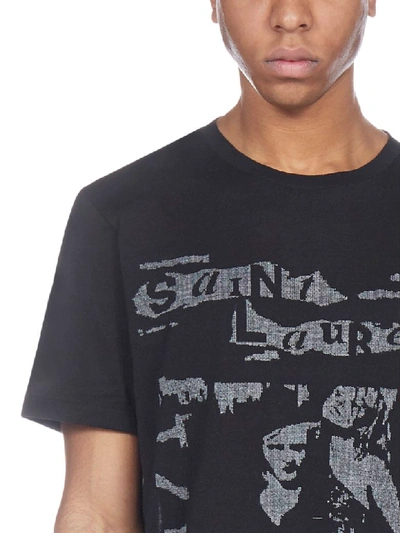 Shop Saint Laurent Col Rond Short Sleeve T-shirt In Noir Gris