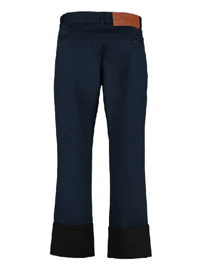 Shop Loewe Cotton Chino Trousers In Blue