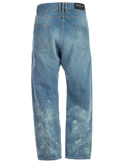 Shop Balmain Jeans Wide Leg In Aa Bleu