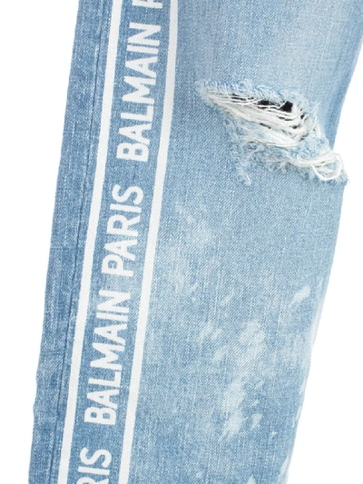 Shop Balmain Jeans Wide Leg In Aa Bleu