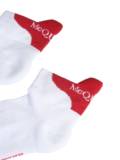 Shop Alexander Mcqueen Socks With Logo In Bianco