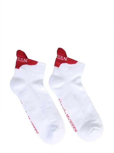 Shop Alexander Mcqueen Socks With Logo In Bianco