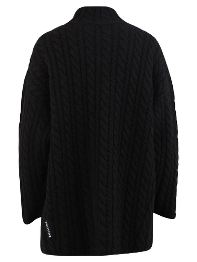 Shop Balenciaga Cable Knit Sweater In Black