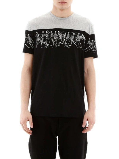 Shop Alexander Mcqueen Skeleton Print T-shirt In Black Mix (black)