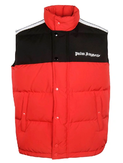 Shop Palm Angels Down Track Padded Gilet In Red/white