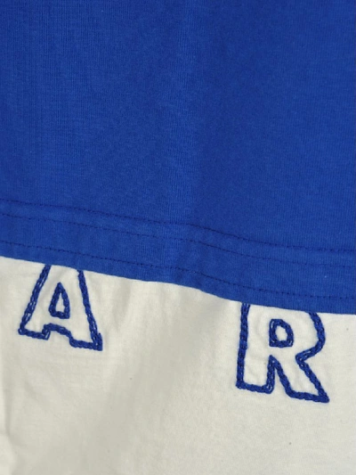 Shop Marni Drawstring T-shirt In Blue + White