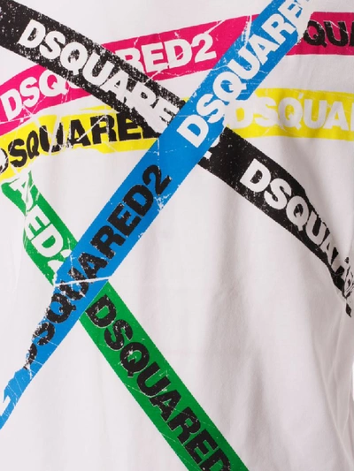 Shop Dsquared2 Logo Print T-shirt In White/multicolor