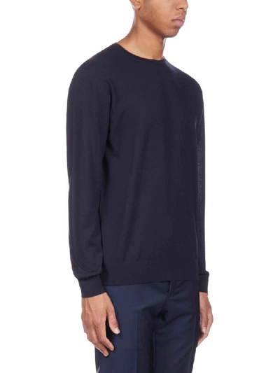 Shop Prada Ls Lana Pettinata Sweater In Bleu