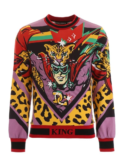Shop Dolce & Gabbana Leopardking Sweatshirt In Leo Super Fdo Beige (red)