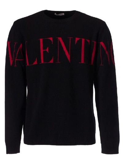 Shop Valentino Logo Sweater In Black/red