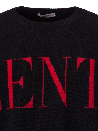 Shop Valentino Logo Sweater In Black/red