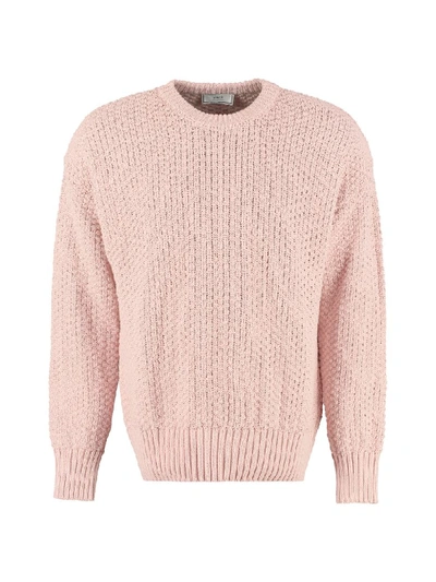 Shop Ami Alexandre Mattiussi Long-sleeved Crew-neck Sweater In Pink