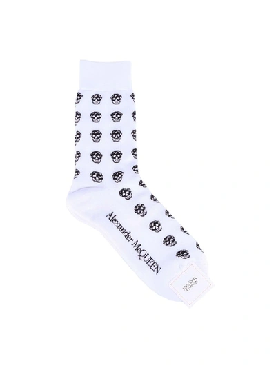 Shop Alexander Mcqueen Socks Short Skull Sport In White