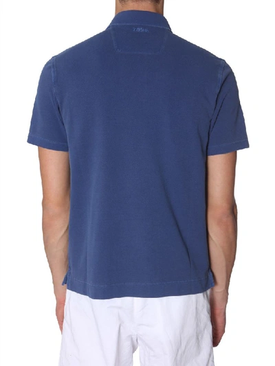 Shop Z Zegna Cotton Piqué Polo In Blu