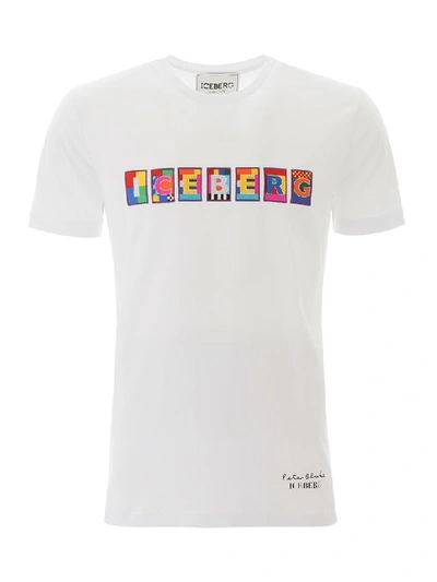 Shop Iceberg Logo T-shirt In Bianco Ottico (white)
