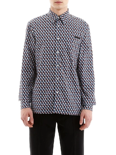 Shop Prada Printed Shirt In Aviazione