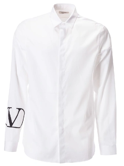 Shop Valentino Printed Cotton Shirt In White/black