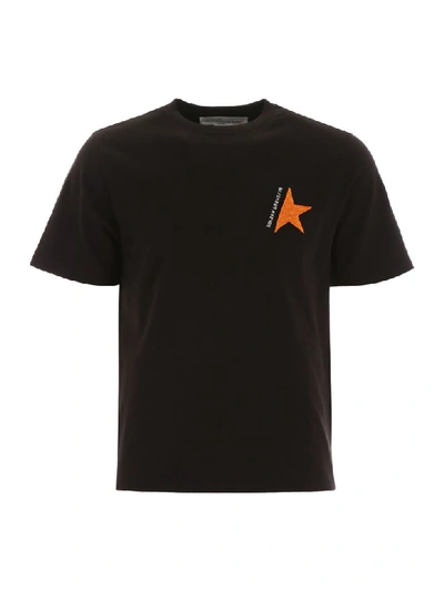 Shop Golden Goose Star Patch T-shirt In Black Orange Star (black)