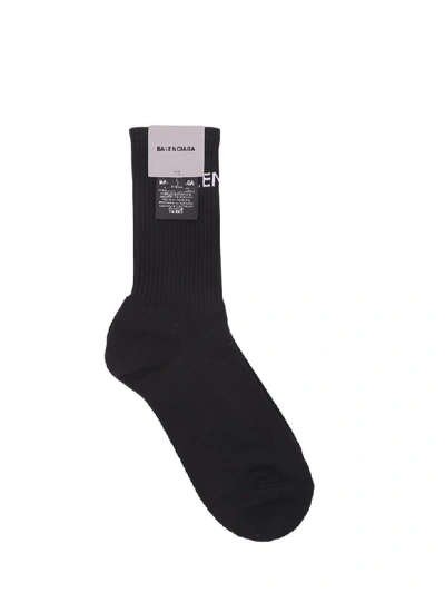 Shop Balenciaga Black Tennis Socks In Nero/bianco