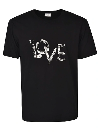 Shop Saint Laurent Love Print T-shirt In Black