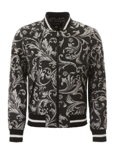 Shop Dolce & Gabbana Jacquard Bomber Jacket In Jacquard (black)