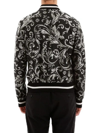 Shop Dolce & Gabbana Jacquard Bomber Jacket In Jacquard (black)