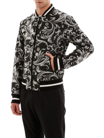 Shop Dolce & Gabbana Jacquard Bomber Jacket In Jacquard (black)