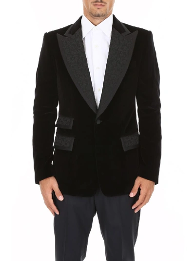 Shop Dolce & Gabbana Velvet Dybala Jacket In Nero (black)