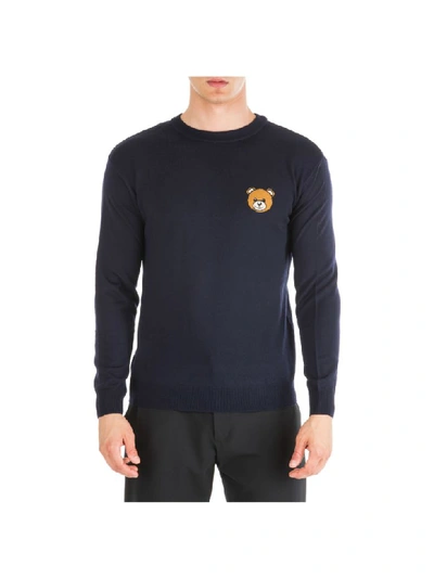 Shop Moschino Teddy Bear Sweater In Blu