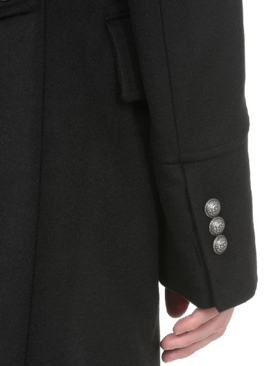 Shop Balmain Wool Coat In Noir