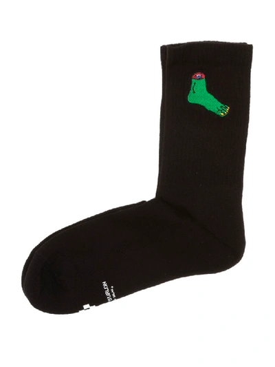 Shop Marcelo Burlon County Of Milan Foot Short Socks In Black Multicolor