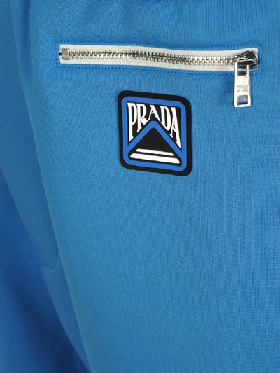 Shop Prada Logo Track Pants In Light Blue