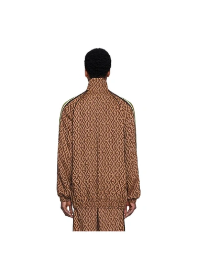 Shop Gucci Gg Rombus Zipped Jacket In Brown Multi
