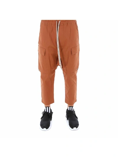 Shop Rick Owens Drawstring Cargo Cropped Pants In Brown