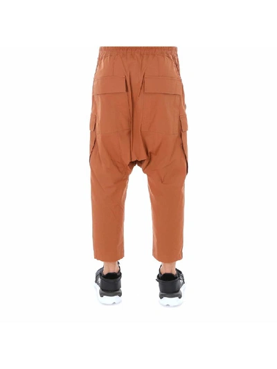 Shop Rick Owens Drawstring Cargo Cropped Pants In Brown