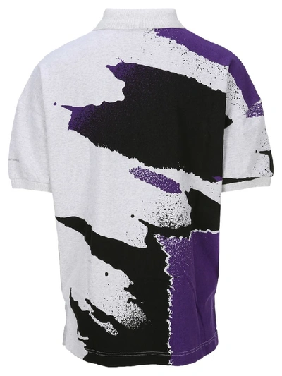Shop Alexander Wang Printed Polo Shirt In Grey + Purple