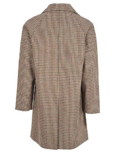 Shop Prada Checked Pattern Coat In Camel Check