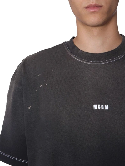 Shop Msgm Round Neck T-shirt In Nero