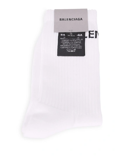 Shop Balenciaga White Socks In Bianco/nero