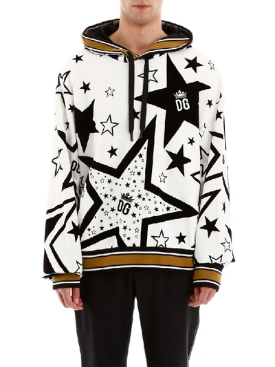 Shop Dolce & Gabbana Millennials Star Hoodie In Stelle Fdo Panna (white)