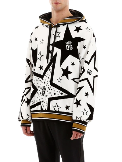 Shop Dolce & Gabbana Millennials Star Hoodie In Stelle Fdo Panna (white)