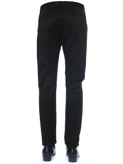 Shop Saint Laurent Black Cotton Chino Trousers
