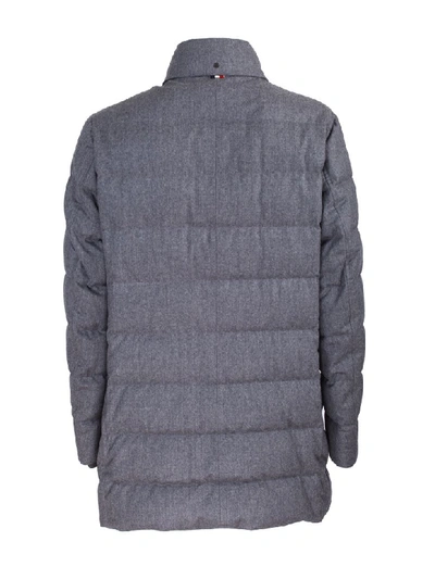 Shop Moncler Baudier Flannel Trench Coat In Grigio