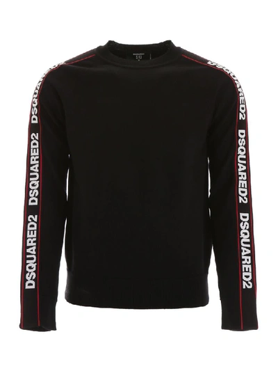Shop Dsquared2 Pullover With Logo Bands In Black White Red (black)