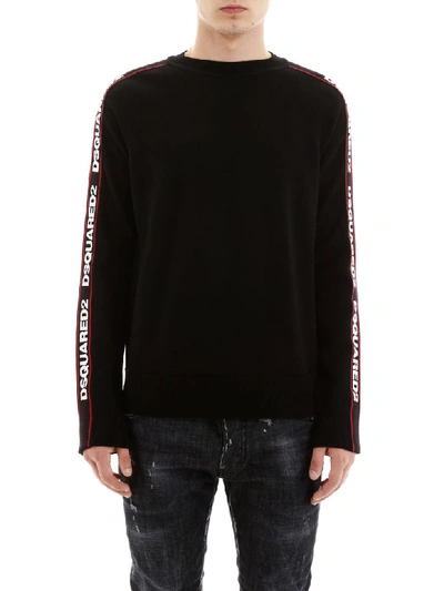 Shop Dsquared2 Pullover With Logo Bands In Black White Red (black)